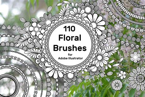110 Floral Brushes for Adobe Illustrator (97017) | Brushes | Design Bundles