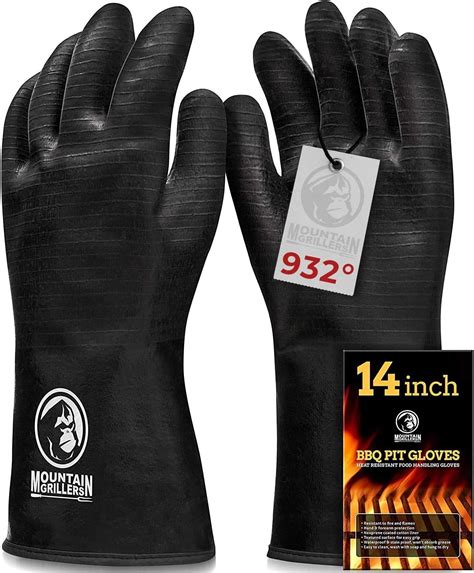 Extreme Heat Resistant Gloves for Grill BBQ (14in) - High Temperature Fire Pit Grill Gloves ...