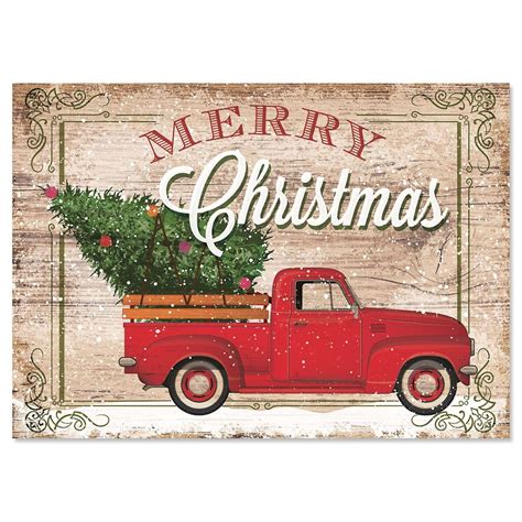 Boxed Pack of 18 Large Red Truck Christmas Cards with Envelopes, 5 x 7 ...