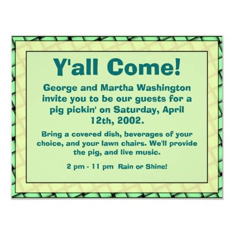 "Y'all Come" Informal Party Invitation | Zazzle