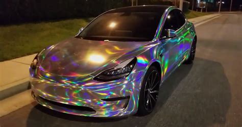 Check out this Tesla Model 3 wrapped in Holographic Chrome - techAU