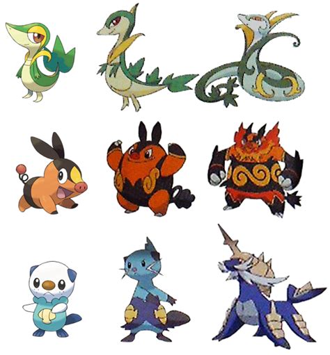 Black and White starter Pokemon | Pokemon, Pokemon evolutions chart, Black pokemon