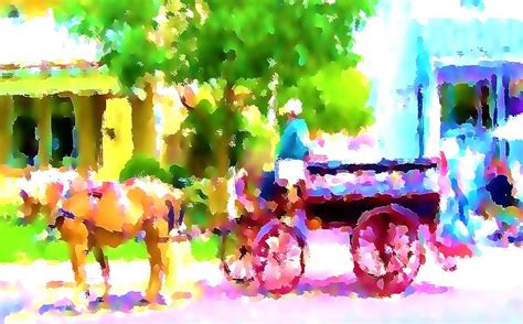 Horse and Wagon in Watercolor Digital Art by Glen W Ferguson - Fine Art America