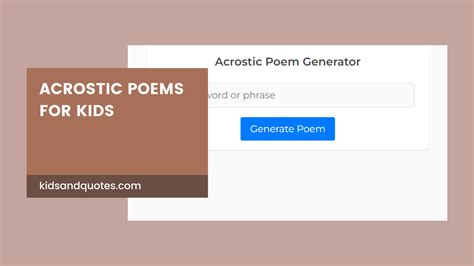 Acrostic poems for kids (Acrostic Poem Generator that's educative included) - Kids & Quotes ...