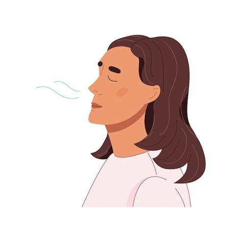 Premium Vector | Adult woman doing breathing exercises. female deep ...