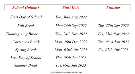 Philadelphia School District Calendar 2022-2023 With Holidays in PDF