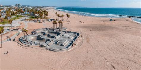 Aerial View of the Skatepark of the Venice Beach in LA, California ...