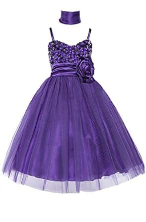 Amazon.com: AMJ Dresses Inc Girls J3333 Purple Flower Girl Formal Dress Size 14: Special ...