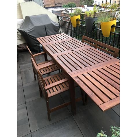 Ikea Applaro Outdoor Table w/ 5 Chairs + 1 Bench - AptDeco