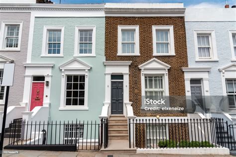 Colored Row Houses Stock Photo - Download Image Now - House, UK, Row ...