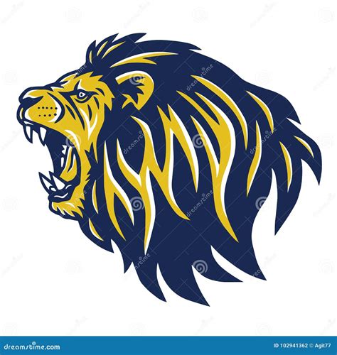 Roaring Lion Head Mascot stock vector. Illustration of hunting - 102941362