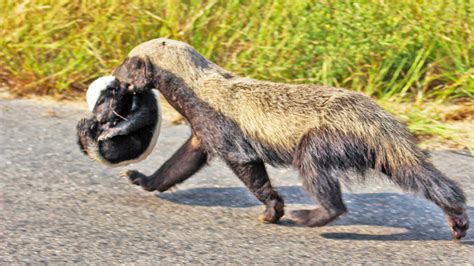 Elusive Honey Badger Mother Caught Carrying Cub to Den