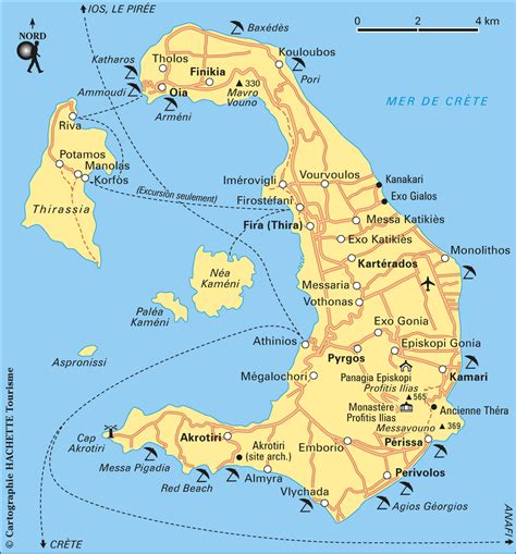 Carte Santorin : Plan Santorin - Routard.com | Santorin, Voyage santorin, Grèce santorin