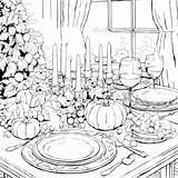 Download Thanksgiving Dinner Table Setting Coloring Page Coloring Pages  sketch template