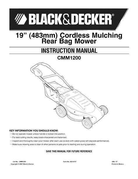 Black & Decker CMM1200 TYPE 1 User Manual LAWN MOWER Manuals And Guides ...