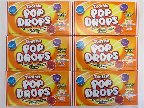 Tootsie Pop Drops Chewy Tootsie Roll Center: Chocolate, Cherry, Blue Raspberry, Orange, Grape ...