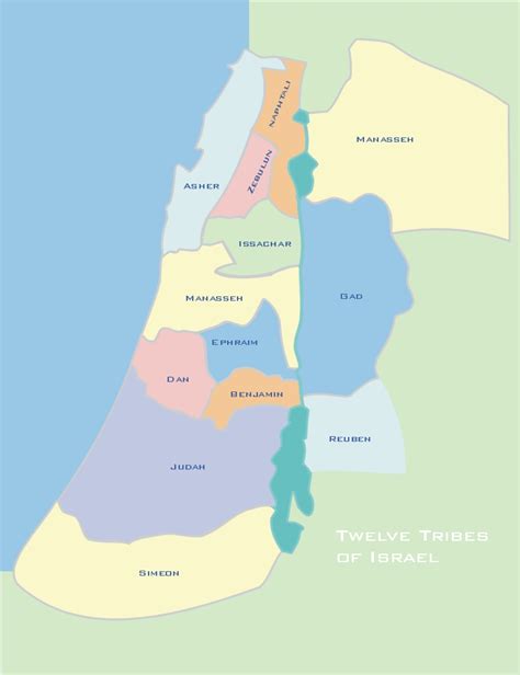 Printable map of the Twelve Tribes of Israel