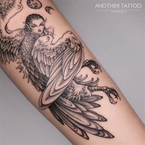 #tattoo #hanoitattoo #tattoohanoi #tattooideas #harpytattoo #moonetattoo #harpy #dotwork # ...