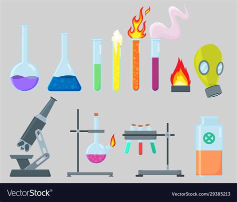 Chemical experiment laboratory equipment set Vector Image