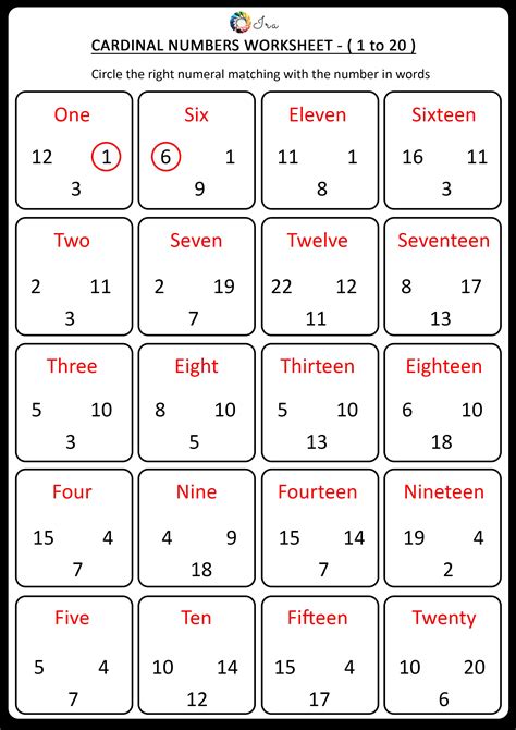 Cardinal Numbers Worksheet (1 to 20) | Bảng chữ cái tiếng anh, Toán học, Phiếu bài tập