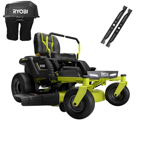 RYOBI 42 in. 100 Ah Battery Electric Zero Turn Riding Mower and Bagging ...