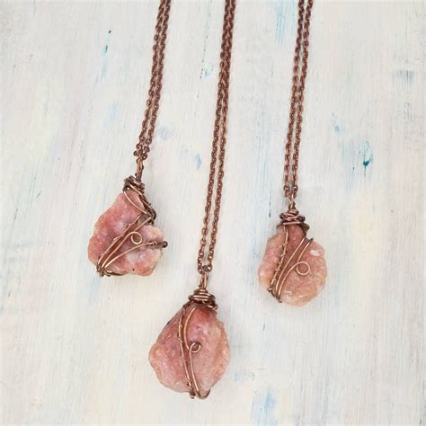 Raw Sunstone necklace Wrapped Sunstone in Copper Natural | Etsy