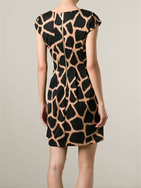 Michael michael kors Giraffe Print Dress in Black | Lyst