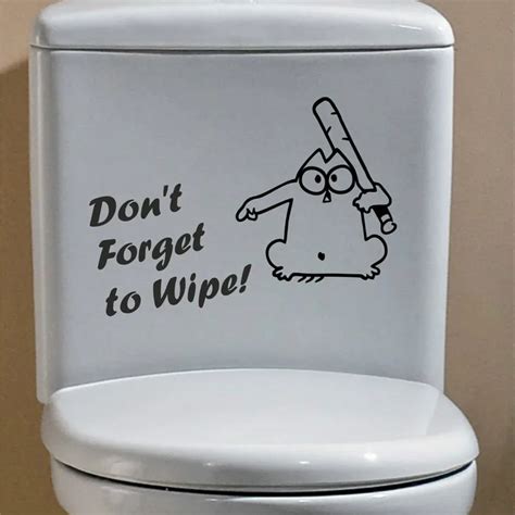 Funny Toilet Decal don't forget to wipe Removable DIY Vinyl Wall ...