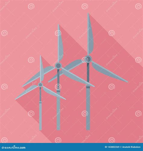 Wind Power Plant Icon, Flat Style Stock Vector - Illustration of blade ...