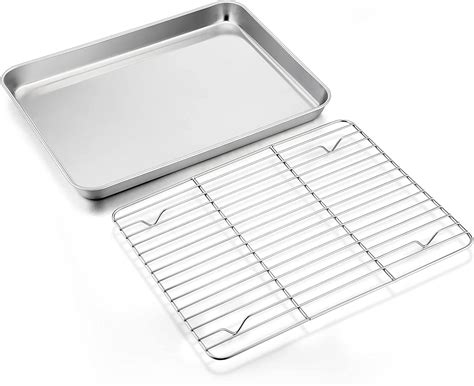 Stainless Steel Baking Sheet With Rack Set, X 8 Cookie Sheet Broiling Pan For Oven, Rimmed Metal ...