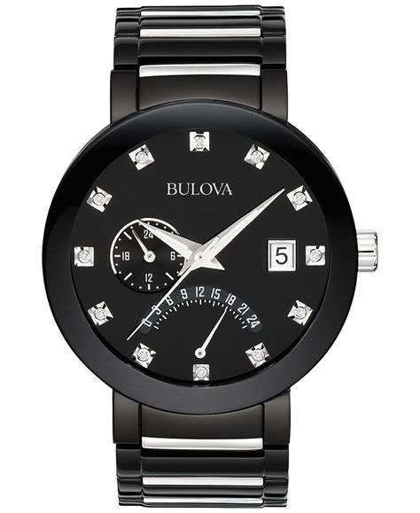 Bulova Mens Black Stainless Steel Diamond Watch in Black for Men - Save 12% | Lyst