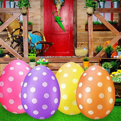 Inflatable Easter Egg Hanging Easter Colourful Eggs Easter Decorations For Yard Garden ...