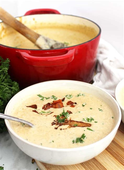 Creamy Roasted Cauliflower Soup with Blue Cheese - Slow The Cook Down