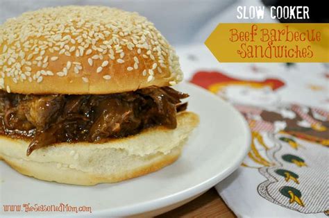 Slow Cooker Beef Barbecue Sandwiches - The Seasoned Mom