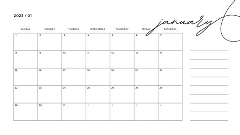 January 2023 Calendar Planner – Printable Template Calendar