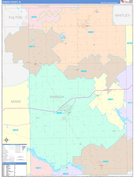 Wabash County, IN Wall Map Color Cast Style by MarketMAPS - MapSales