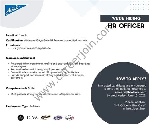 Hilal Care Pvt Ltd Jobs HR Officer