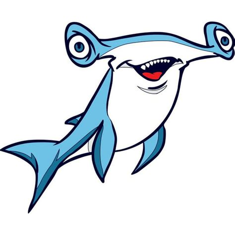 Cute Hammerhead Shark Cartoon Character Wall Art Sticker Vinyl Decals Girls Boys Children Baby ...