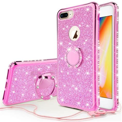 Apple Iphone 8 Case,Iphone 7 Case,Glitter Cute Phone Case Girls Kickstand,Bling Diamond ...