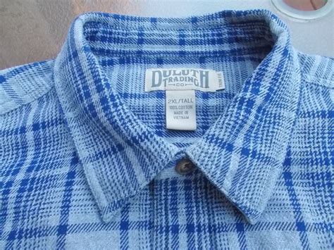 DULUTH TRADING Heavy Flannel SHIRT, Men's 2XL TALL, 19 x 36 Blue Gray PLAID, EUC | eBay