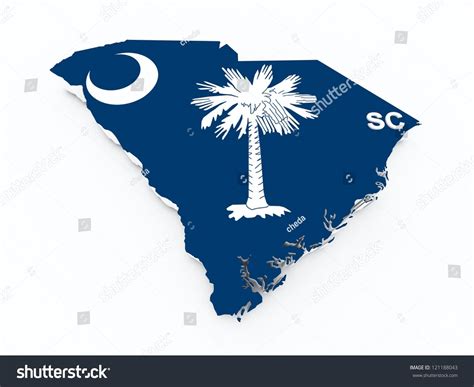 South Carolina State Flag On 3d Map Stock Photo 121188043 : Shutterstock