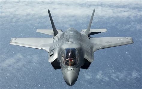 Download wallpapers Lockheed Martin F-35 Lightning II, military aircraft in the sky, US Air ...