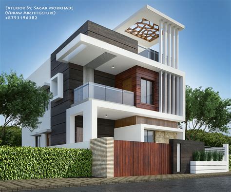 Exterior By, Sagar Morkhade (Vdraw Architecture) +8793196382 | Facade house, Bungalow house ...