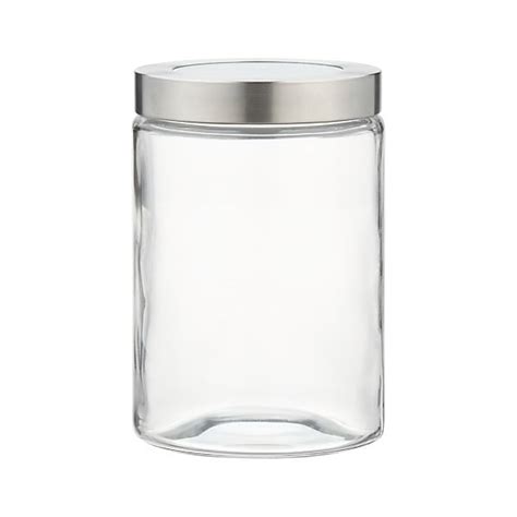 Small Glass Storage Container with Stainless Steel Lid | Crate and Barrel