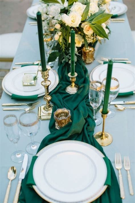 20 Hunter Emerald Green Wedding Color Ideas You’ll Love #sagegreenwedding Emerald Gold Wedding ...