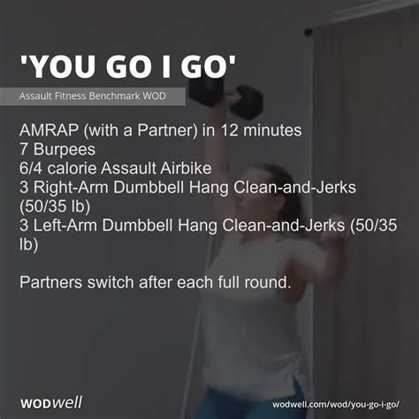 "You Go I Go" Workout, Assault Fitness Benchmark WOD | WODwell | Partner workout, Wod crossfit ...