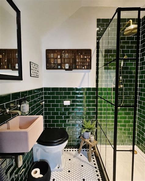 Bathroom With Dark Green Tile Floor – Flooring Ideas