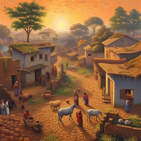 Nature_Village_Culture_scene in 2024 | Nature background images, Village scene drawing, Art village