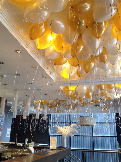 White with a hint of gold! | Balloon ceiling, Balloons online, Balloons