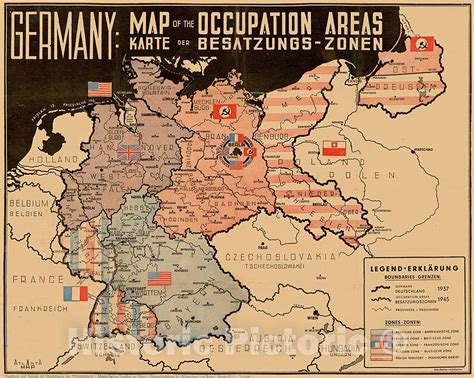 Amazon.com: Historic Map - Germany: Map of The Occupation Areas/Map depicts Germany and Central ...